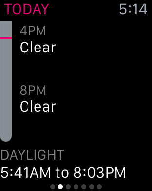 Scrolled to the bottom with sunrise and sunset times